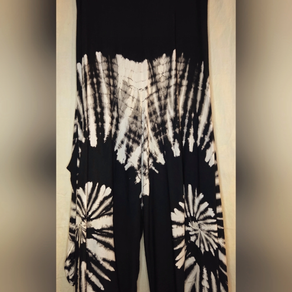 Luxe Wide Leg Tie Dye Flow Pant Universal Swirl 100% Rayon One Size - Picture 4 of 11